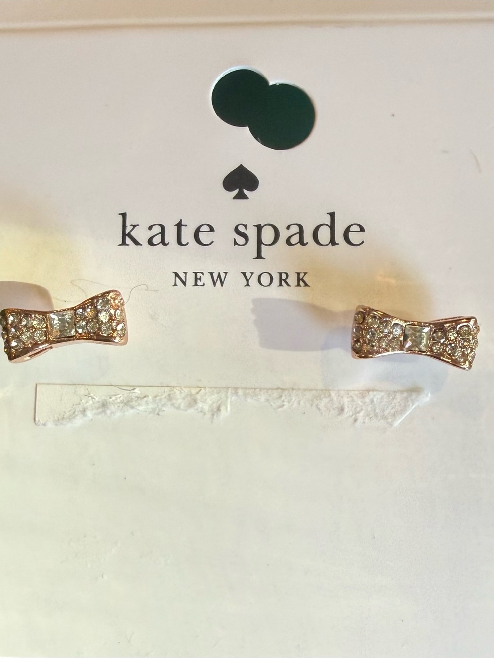 Kate Spade Ready Set Bow Stud Earrings Clear Rose Gold C2465 NWT